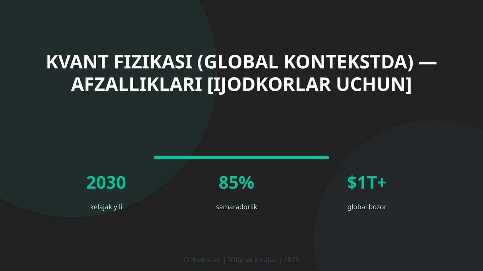 Kvant fizikasi (global kontekstda) — afzalliklari [ijodkorlar uchun] 1