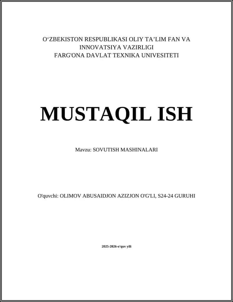 SOVUTISH MASHINALARI 1