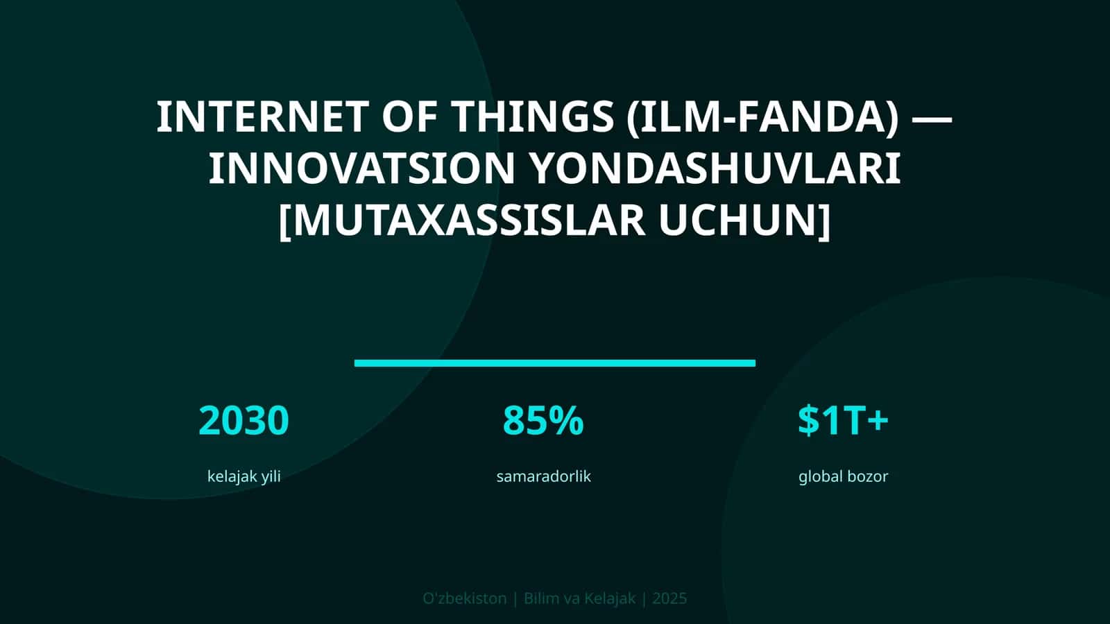 INTERNET OF THINGS (ILM-FANDA) — INNOVATSION YONDASHUVLARI [MUTAXASSISLAR UCHUN] 1