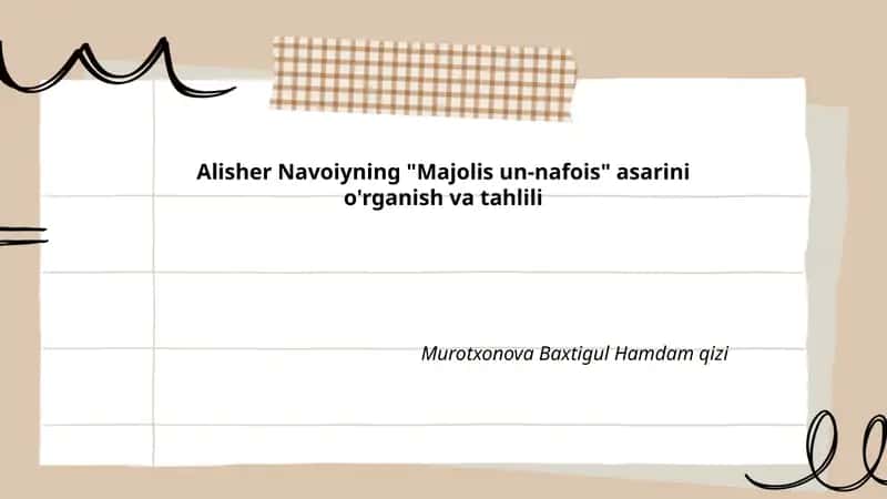 Majolis un-nafois asarini o'rganish va tahlili 1