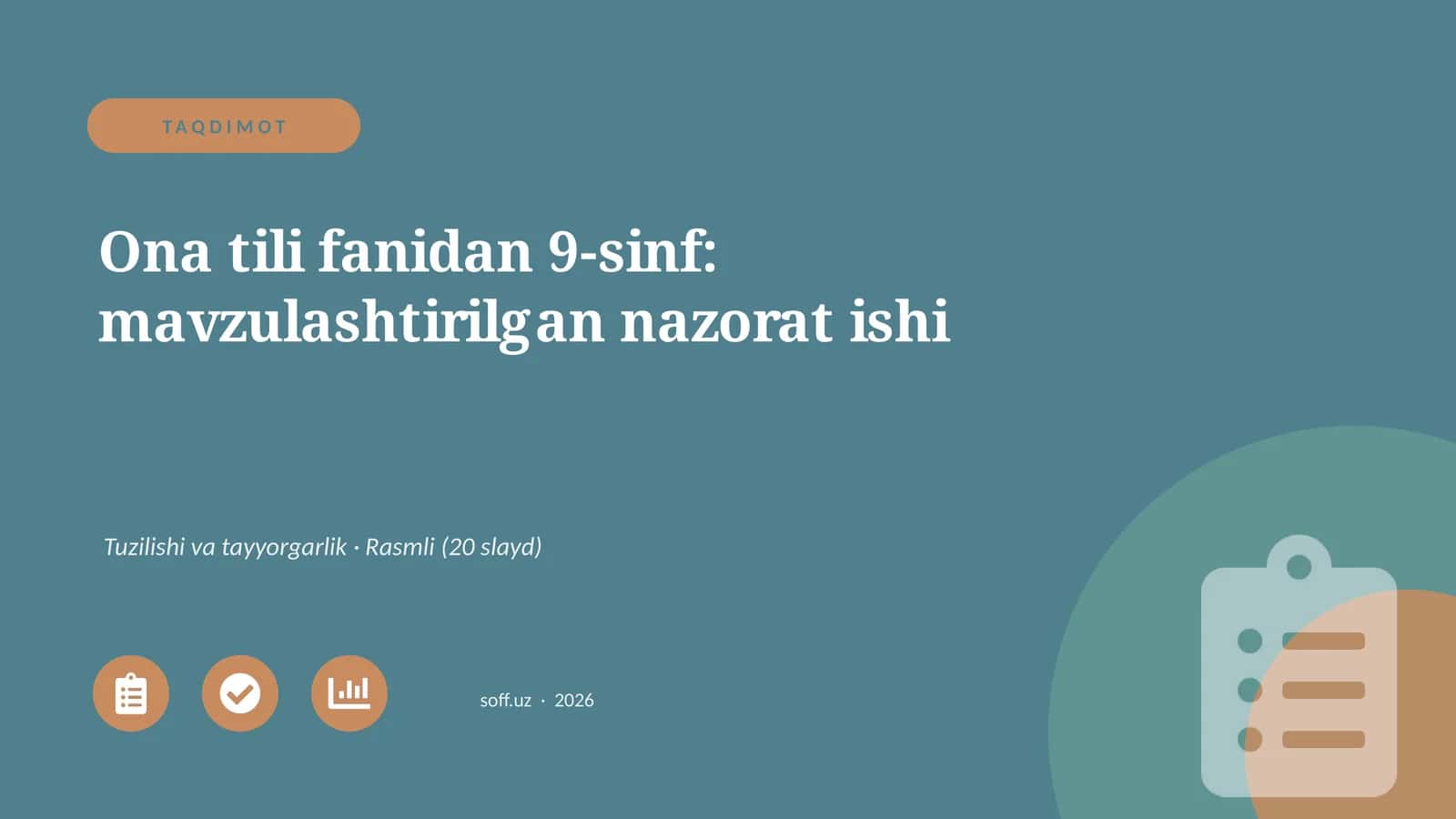 Ona tili fanidan 9-sinf: mavzulashtirilgan nazorat ishi 1