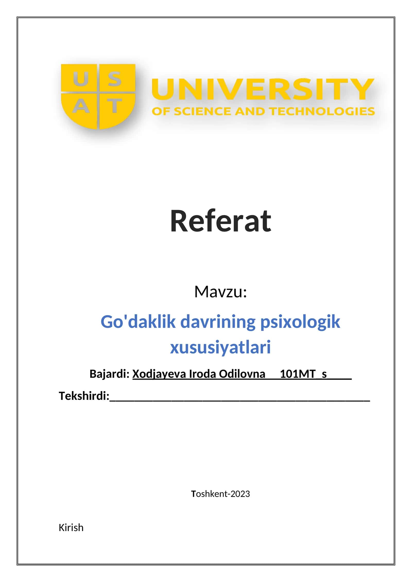 Go'daklik davrining psixologik xususiyatlari 1
