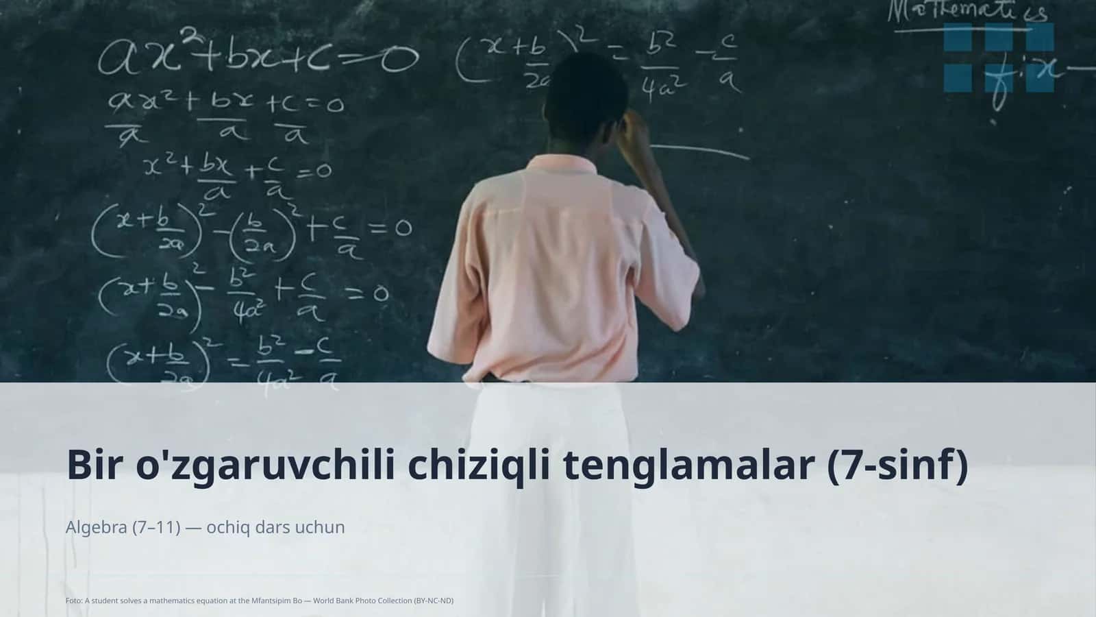 Bir o'zgaruvchili chiziqli tenglamalar (7-sinf) 1
