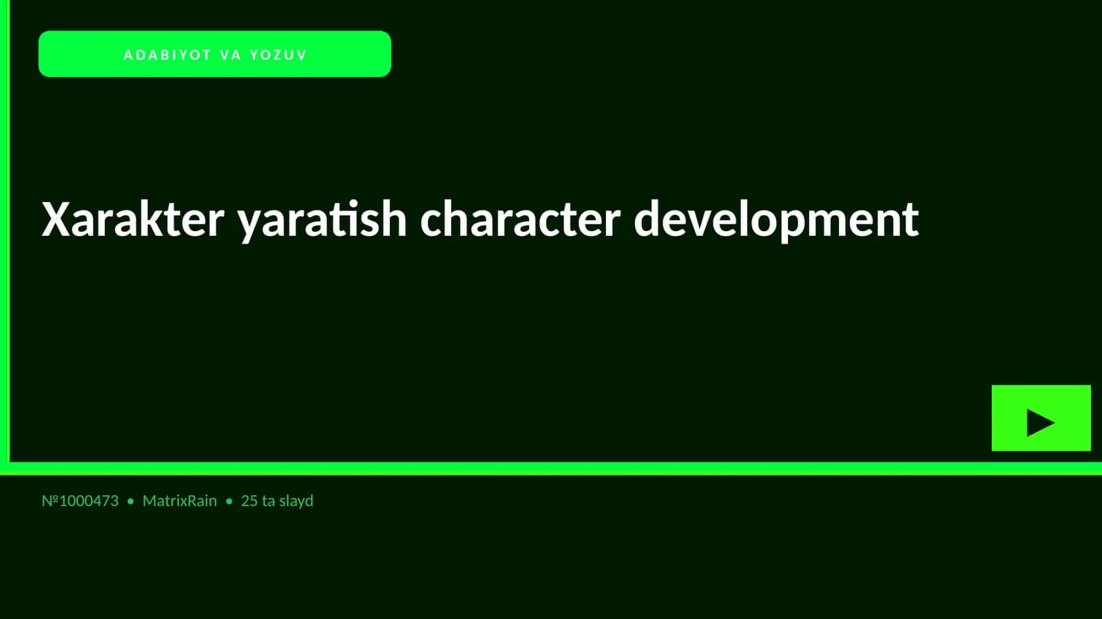 Xarakter yaratish character development 1