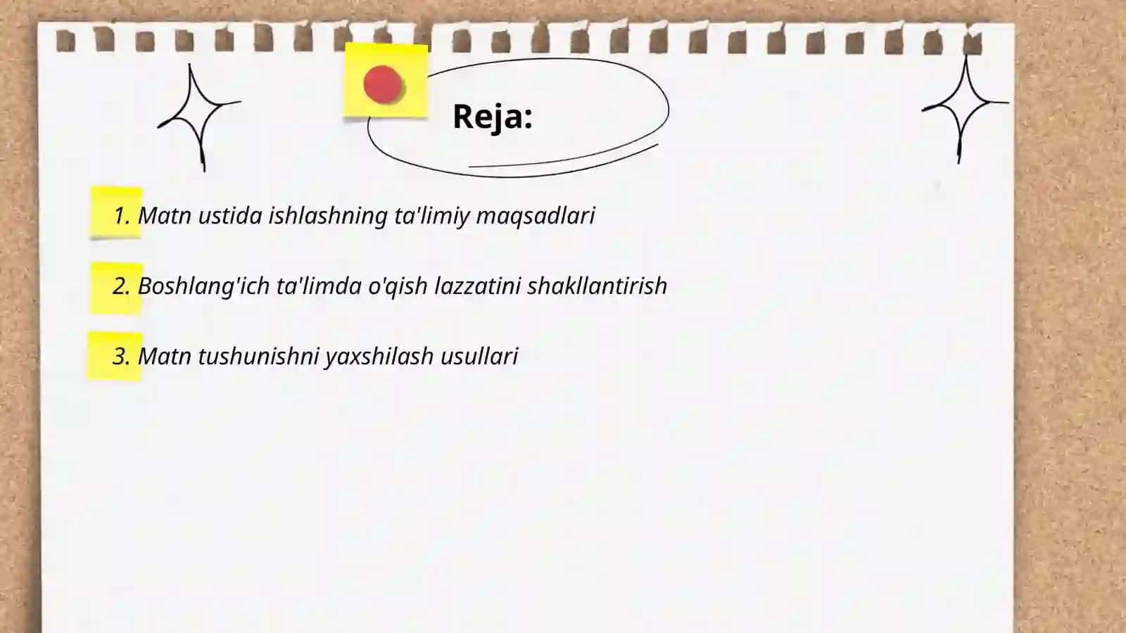 Matn ustida ishlashning ta'limiy maqsadlari 2