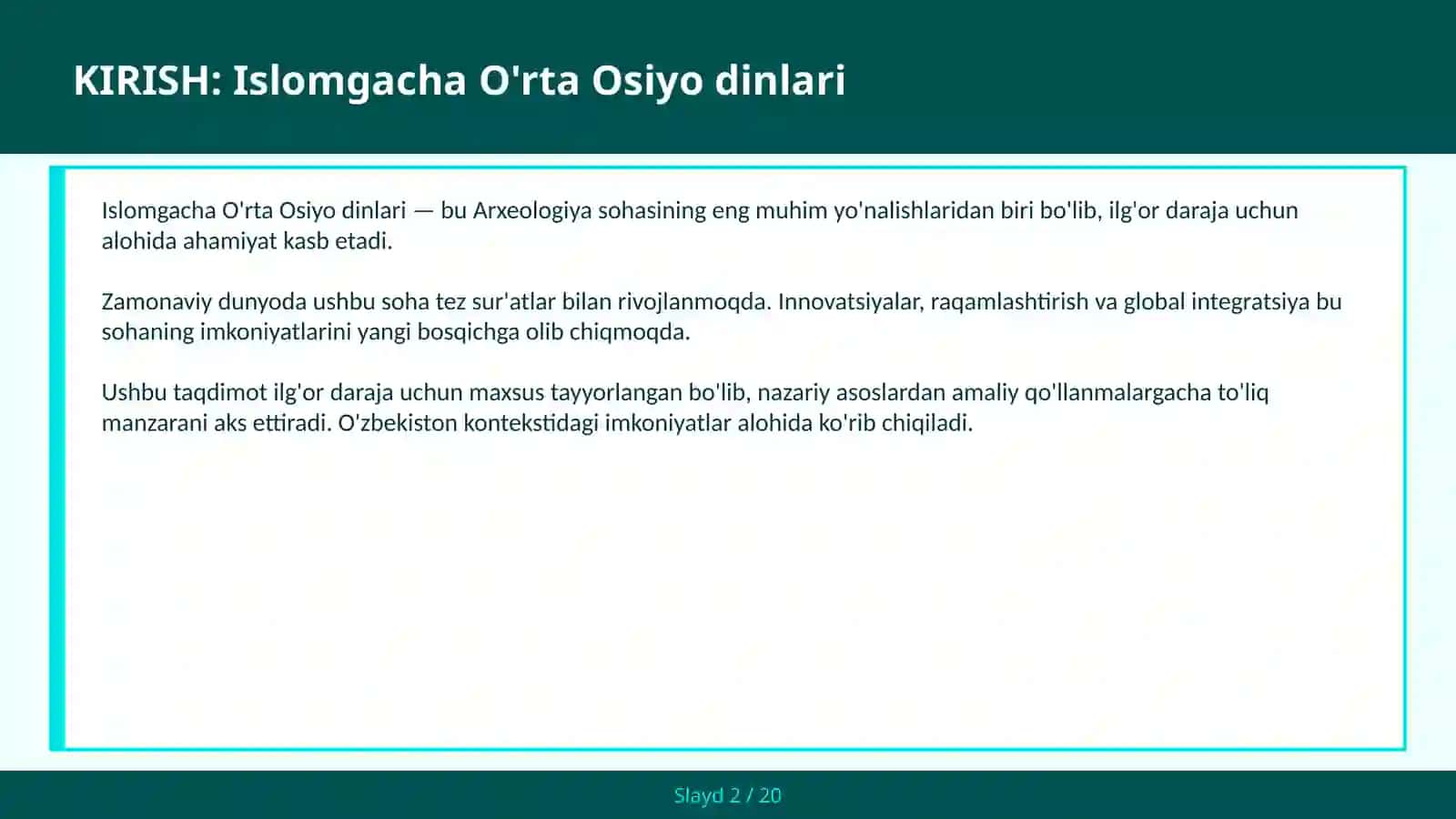 Islomgacha O'rta Osiyo dinlari 2