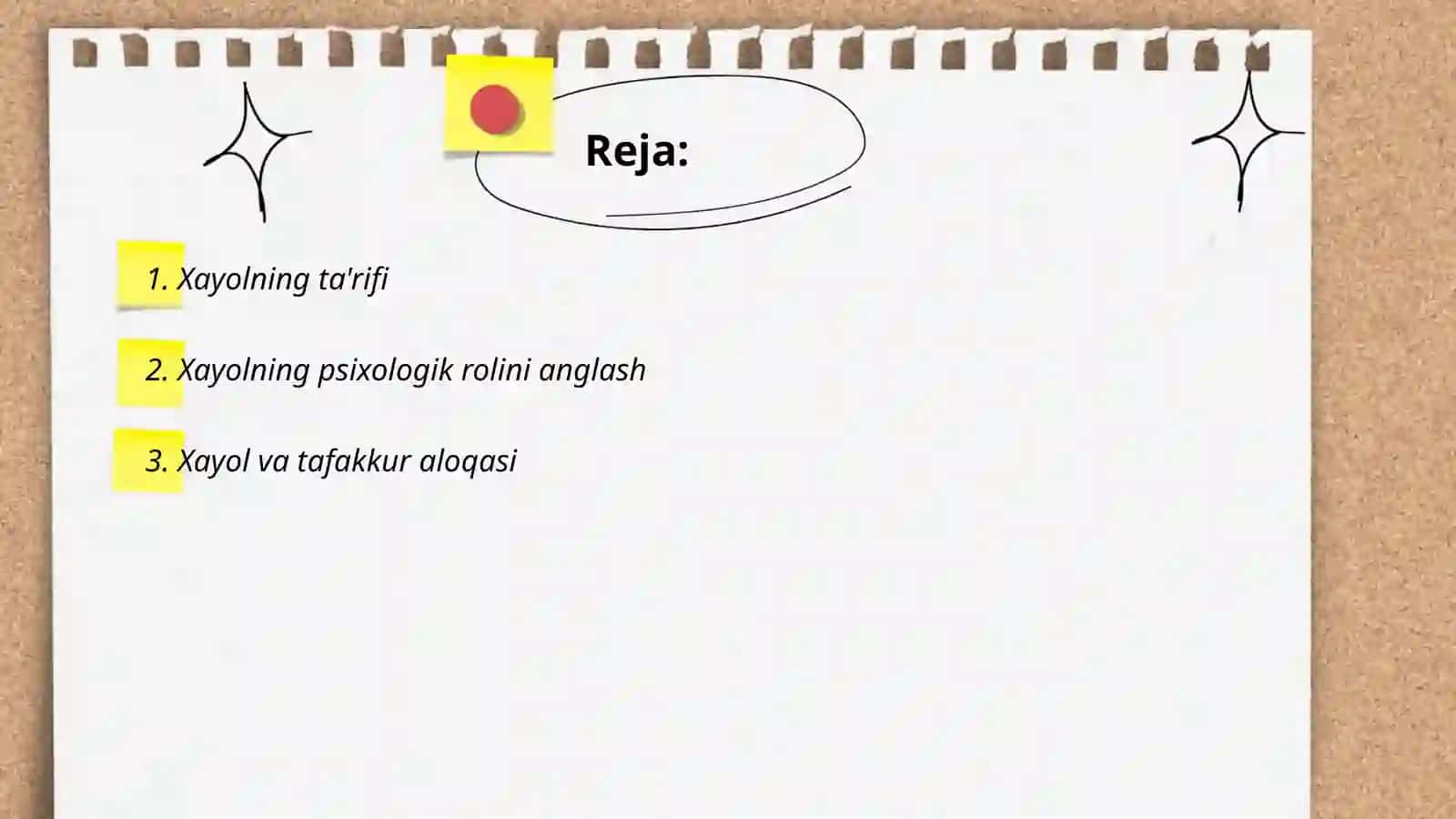 Xayol haqida tushuncha. Xayol va uning aktiv va passiv turlari 2