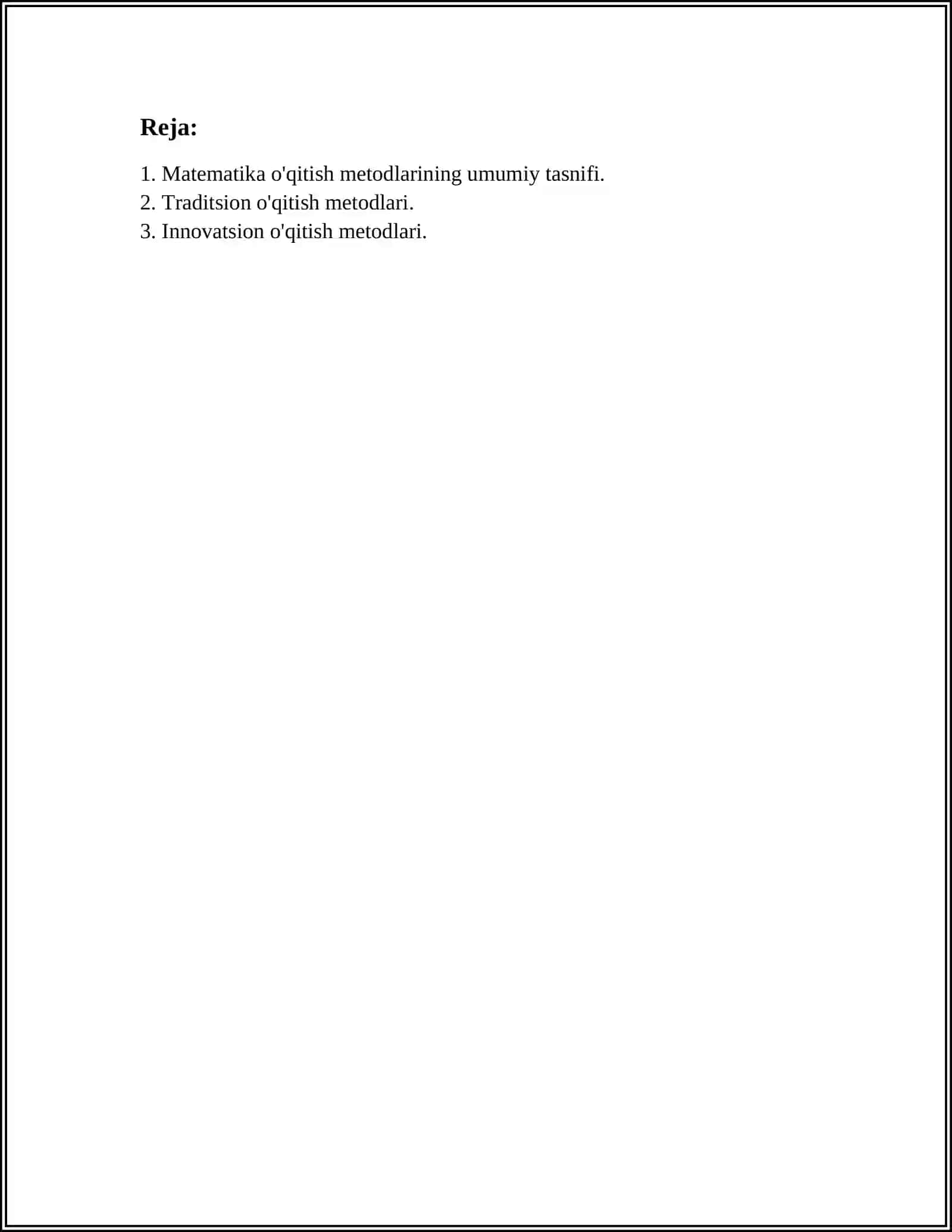 MATHEMATICS TEACHING METHODS CLASSIFICATION 2