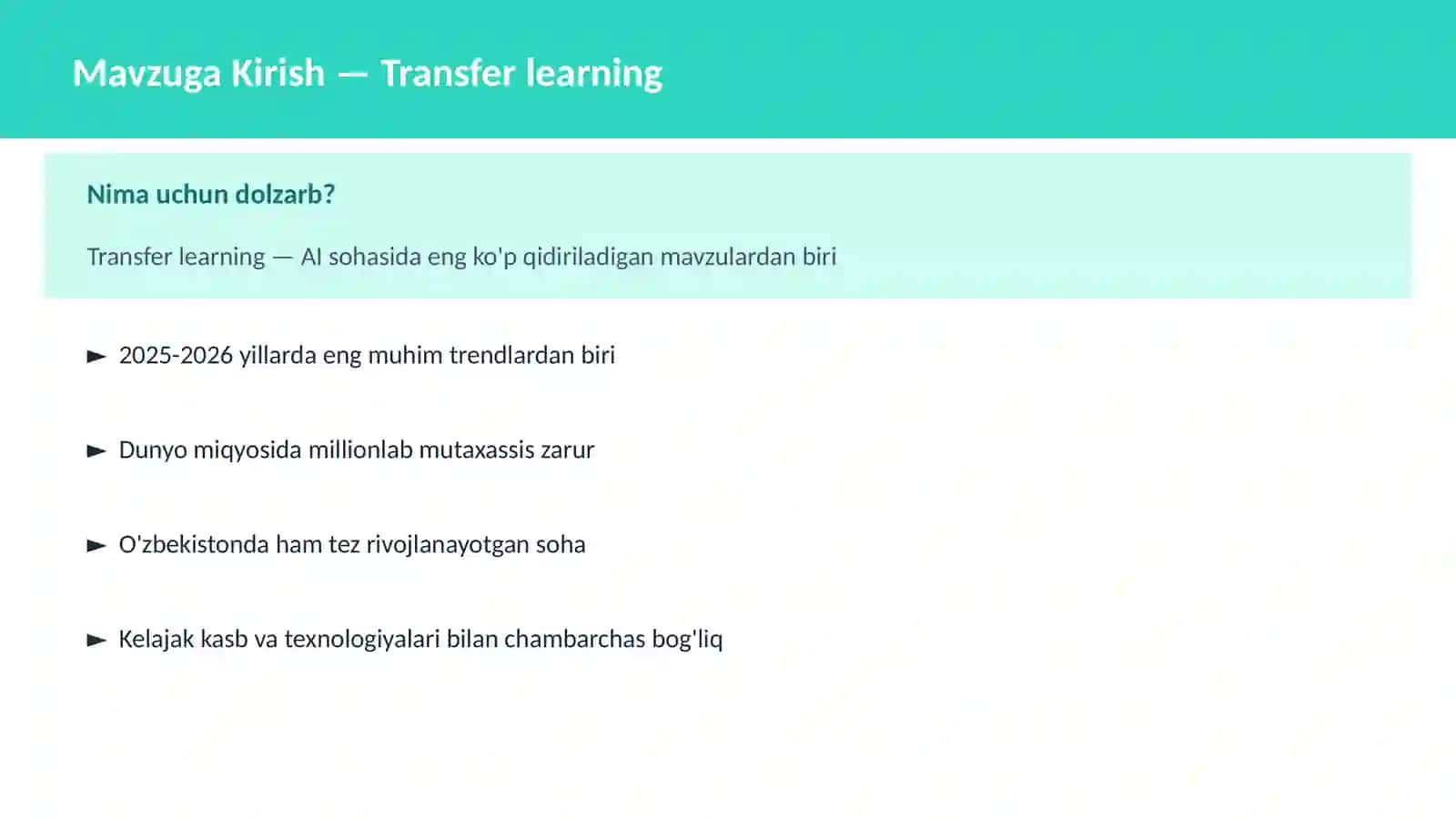 Transfer learning 2