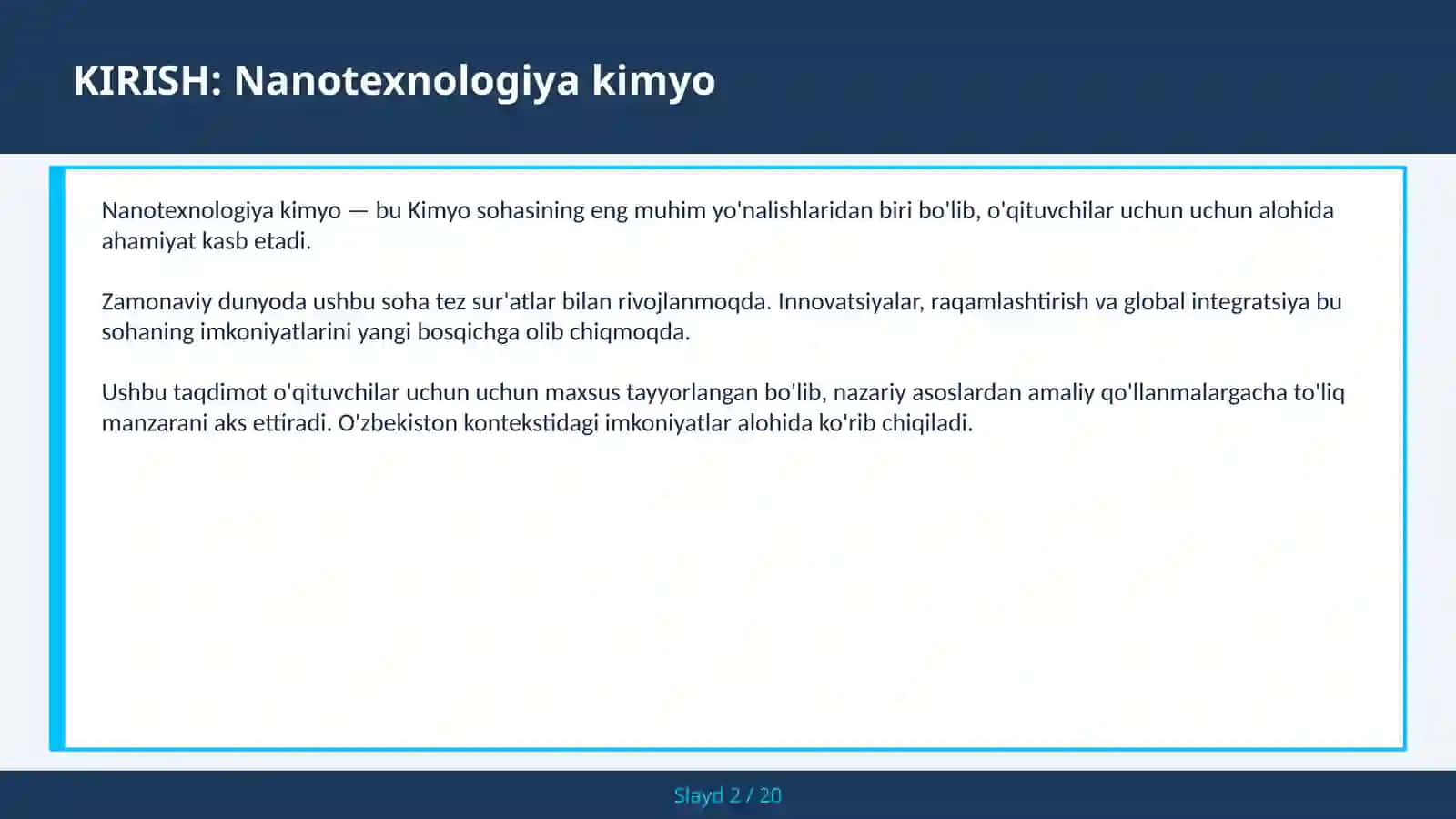 Nanotexnologiya Kimyo 2
