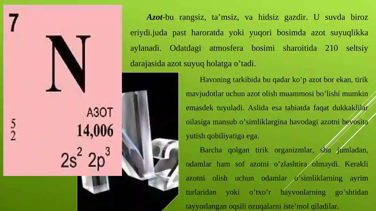 Azotning o’simliklar hayotida tutgan o’rni 2