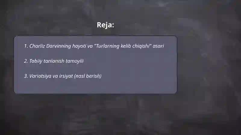 Charliz Darvin evolutsion nazariyasi 2