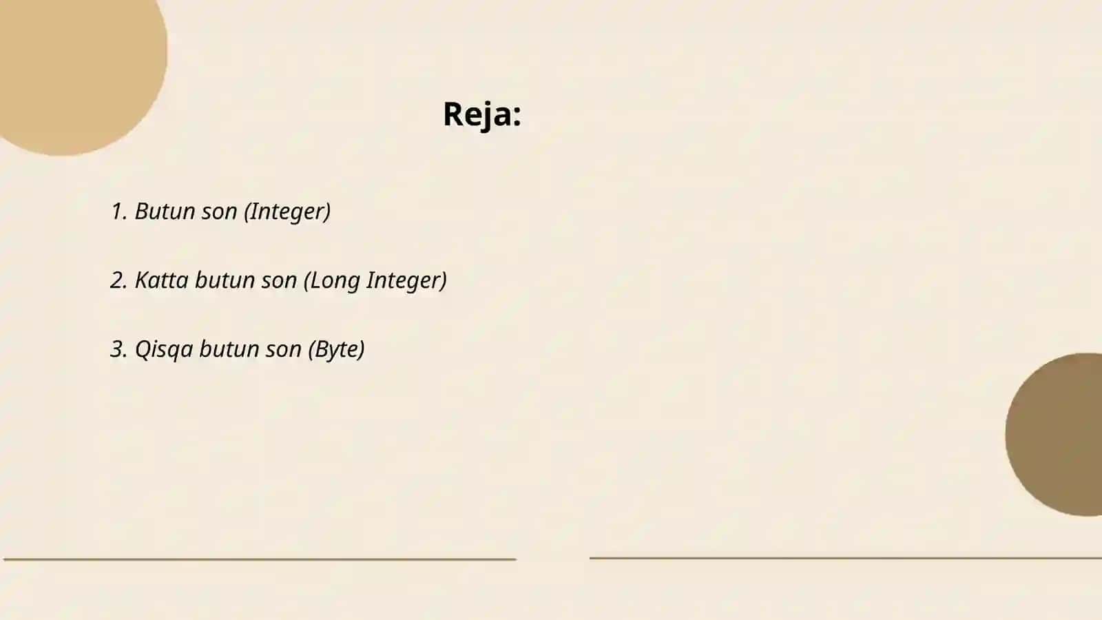 Tushuncha: Butun son (Integer) 2