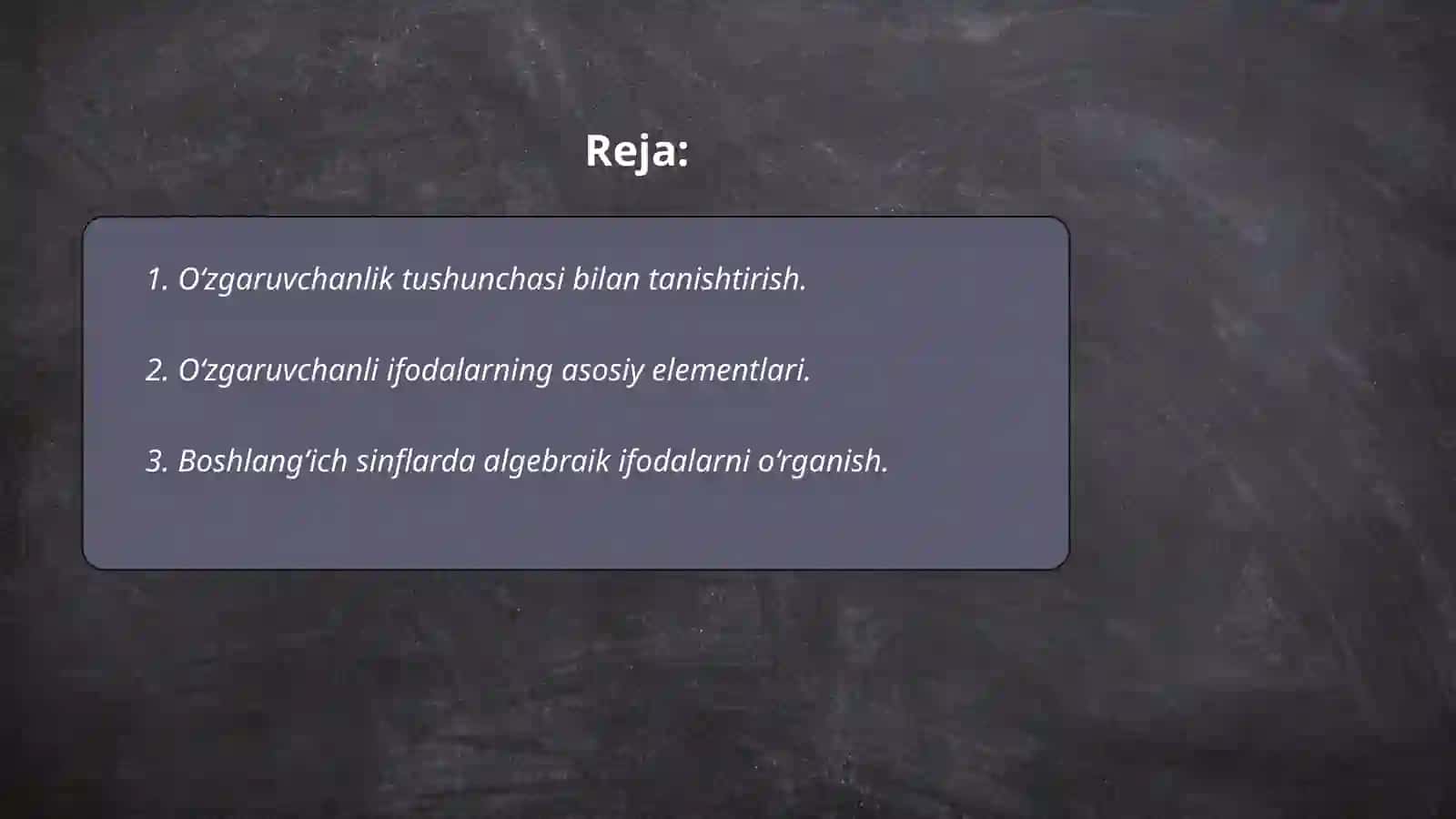 Boshlang’ich sinflarda o’zgaruvchanili ifodalar ustida ishlash metodikasi 2