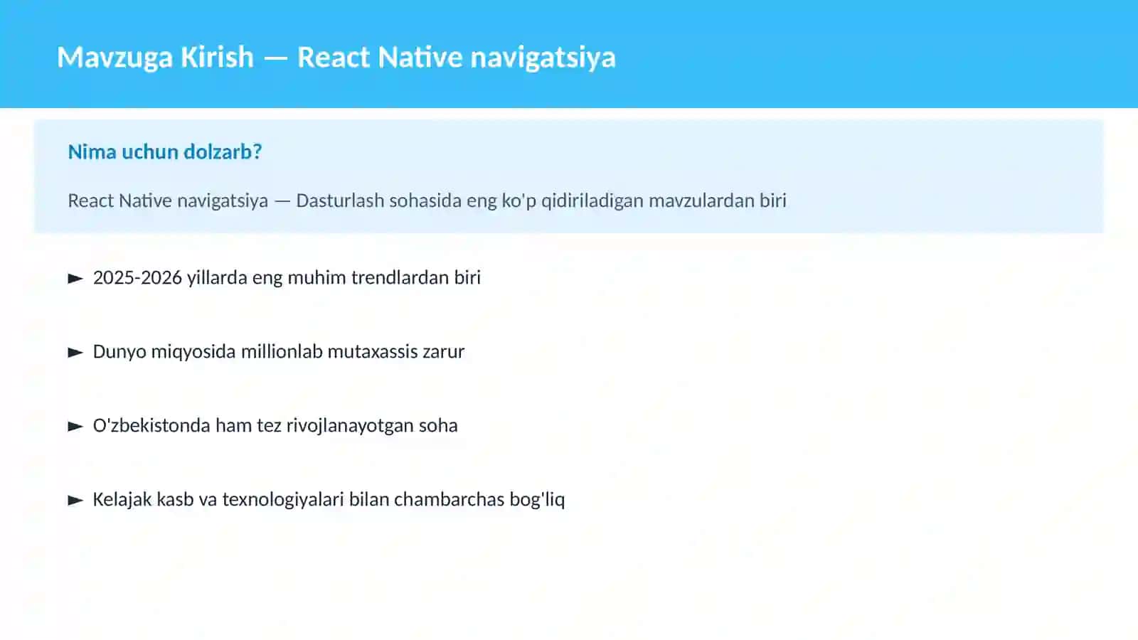React Native navigatsiya 2