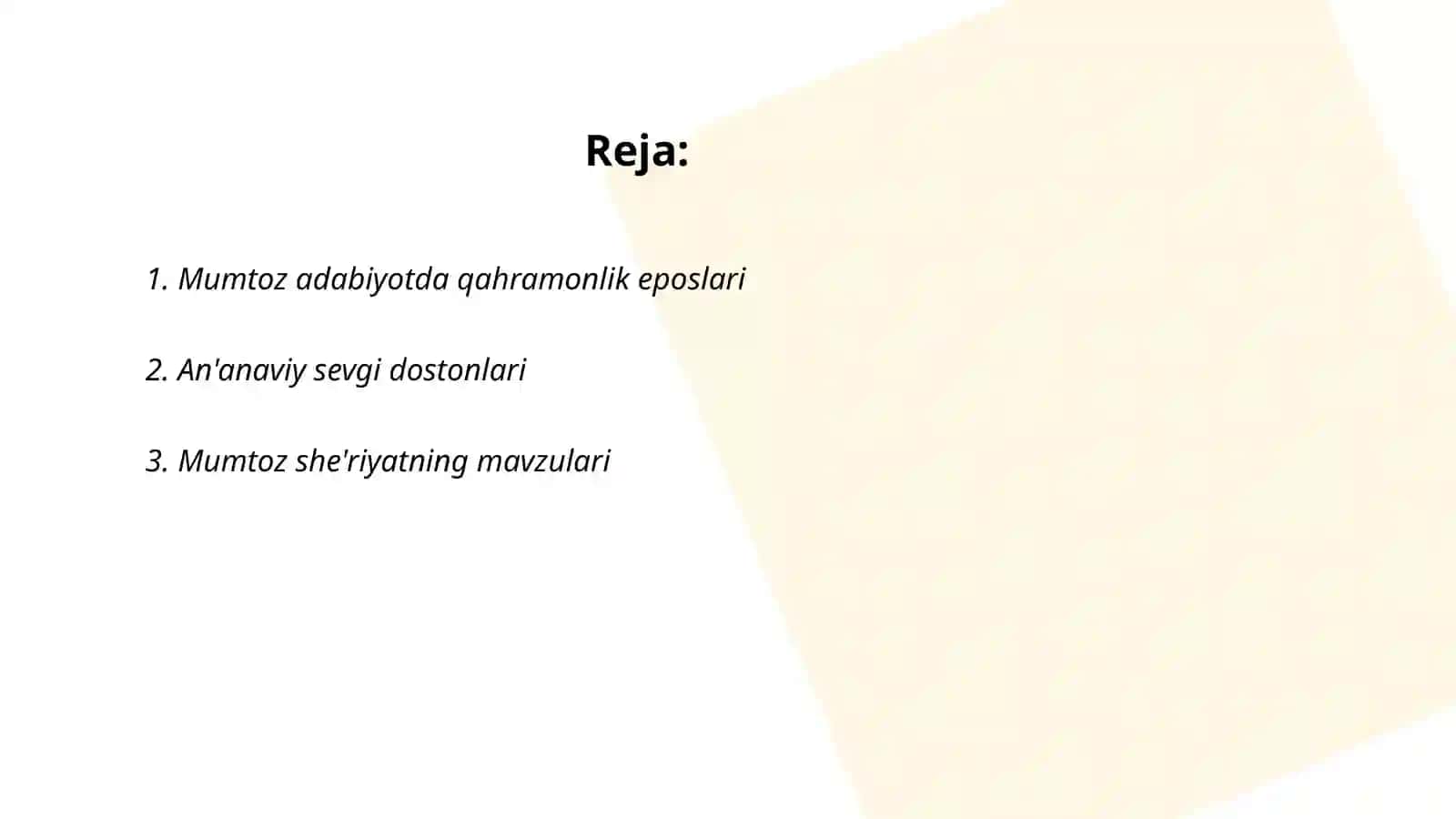 Mumtoz adabiyot janrlari, an'anaviy mavzu va obrazlari 2
