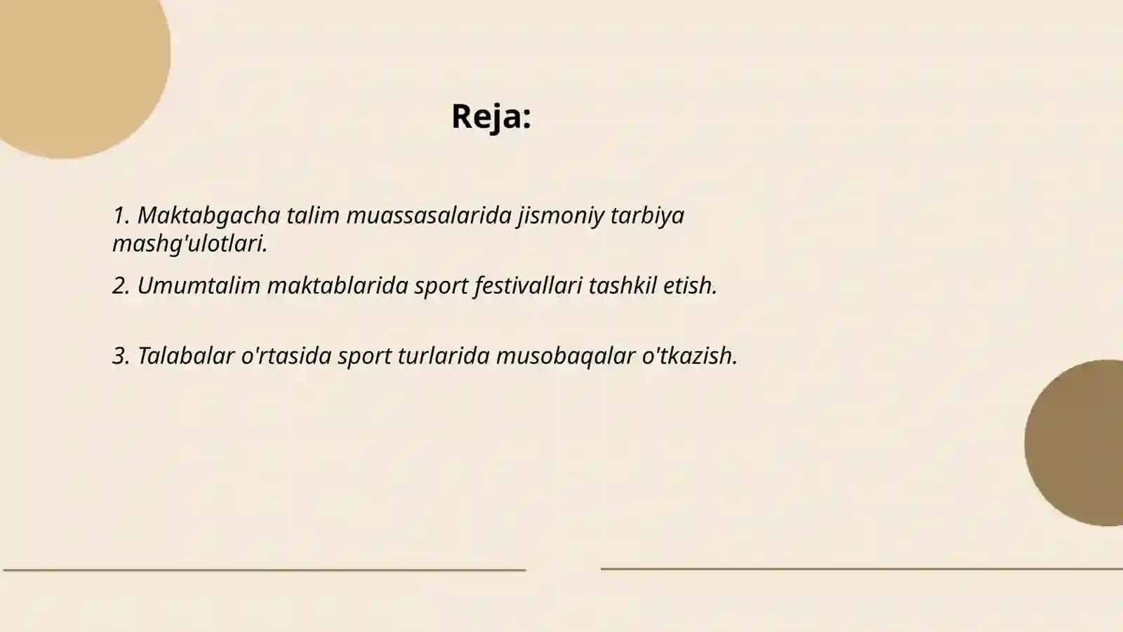 Sport soğlomlashtirish tadbirlarini õtkazish va tashkil qilish 2