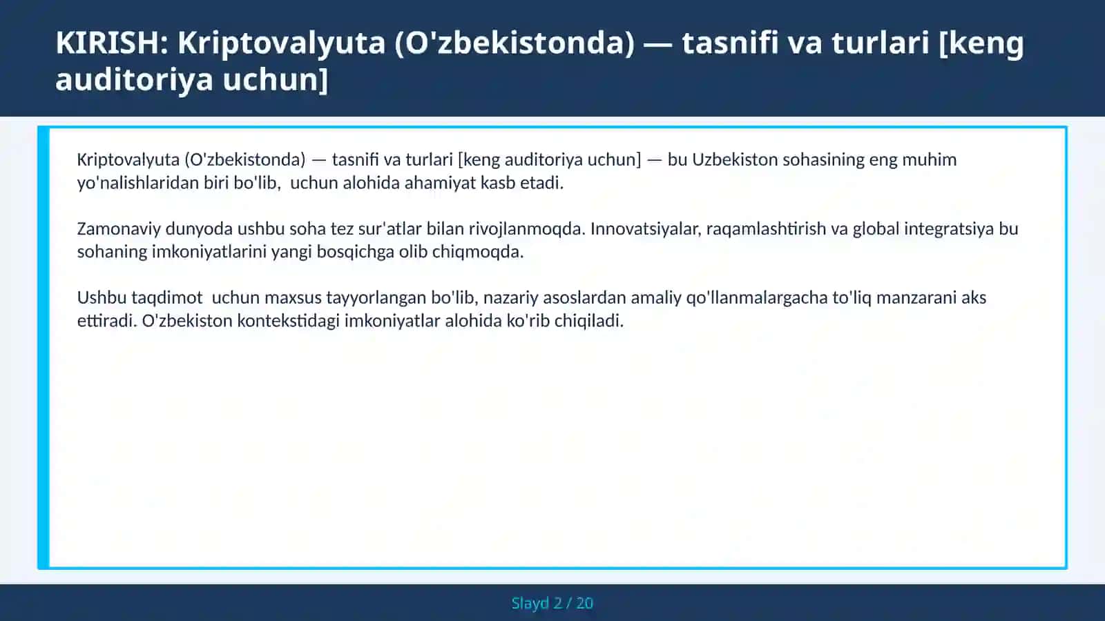Kriptovalyuta (O'zbekistonda) — tasnifi va turlari [keng auditoriya uchun] 2