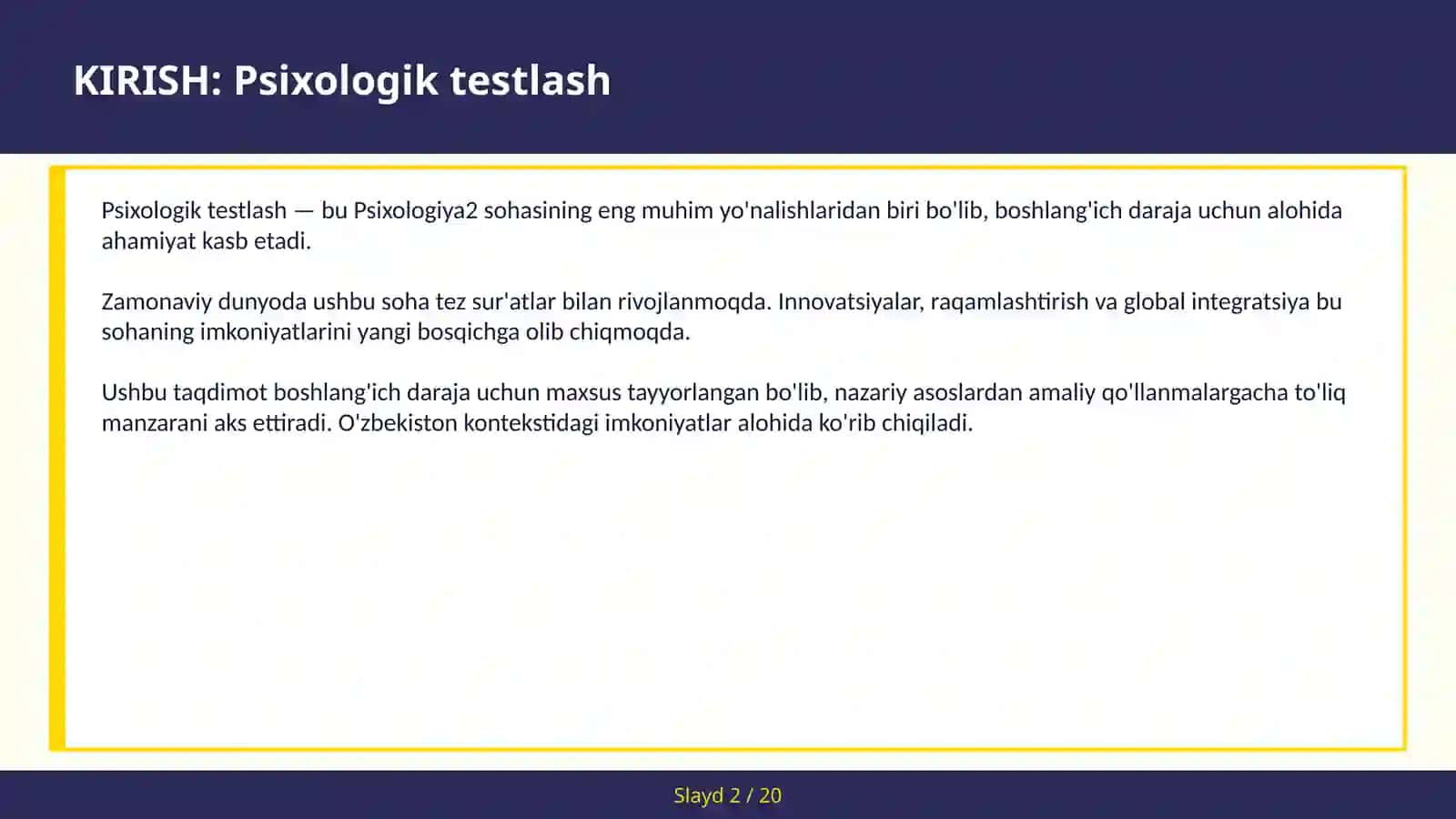 Psixologik Testlash 2