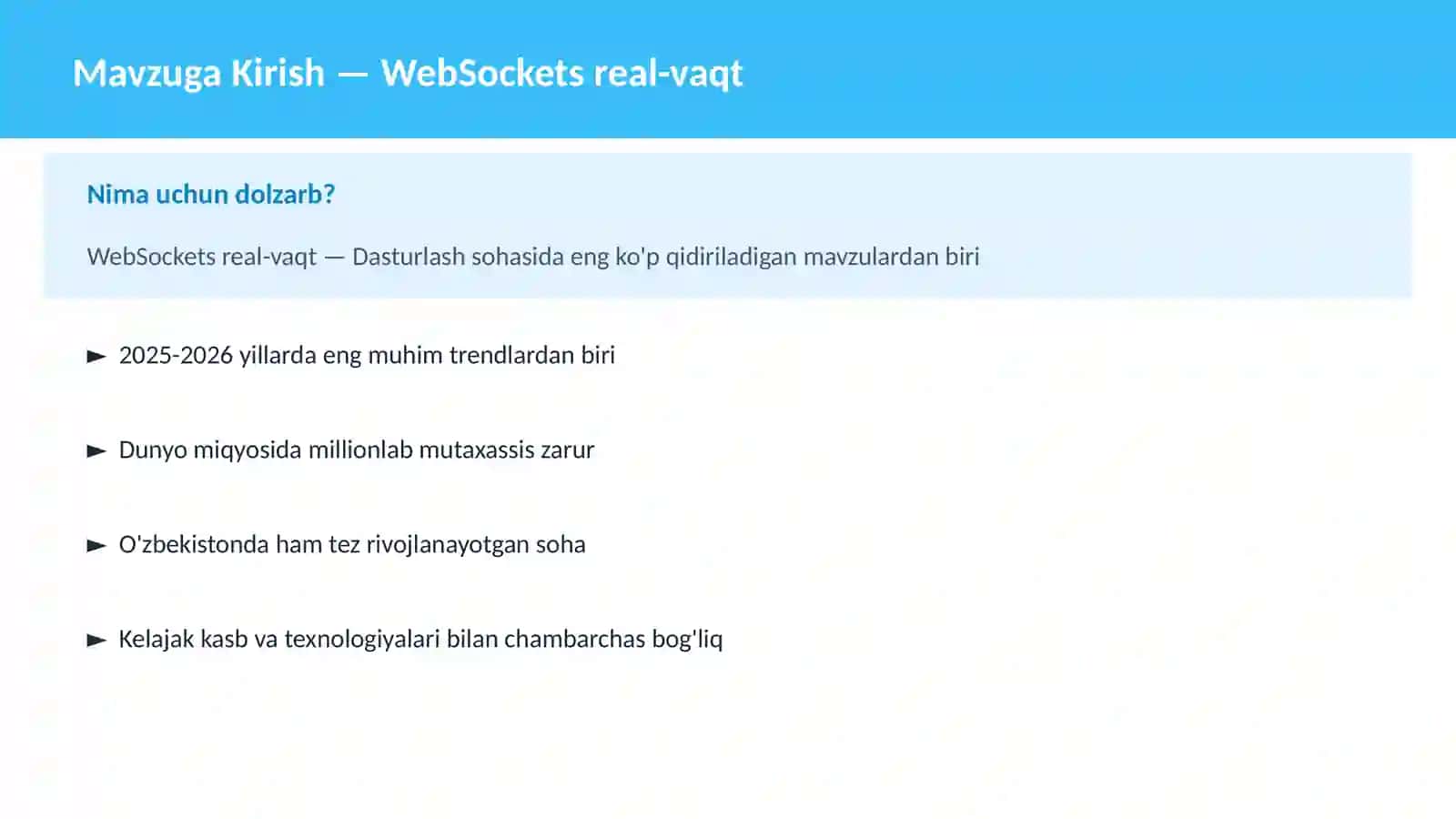 DASTURLASH | JAVASCRIPT VA WEB 2