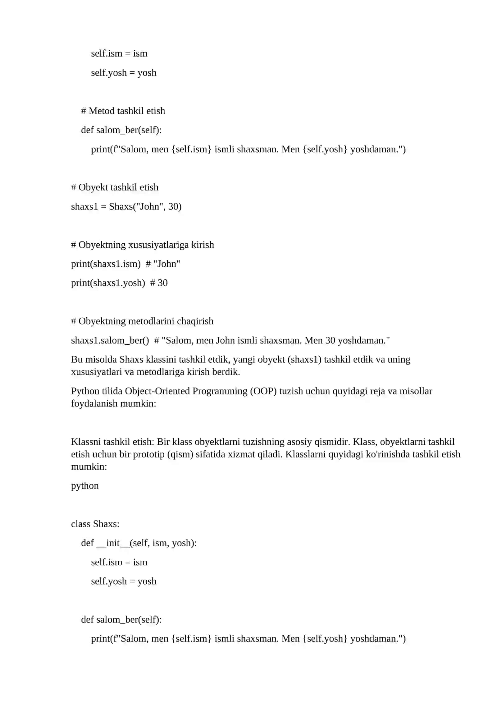 Python dasturlash tilida OOP (Object-Oriented Programming) 2