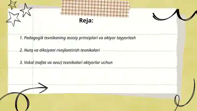 Pedagogik texnika va aktyorlikka xos xususiyatlar 2