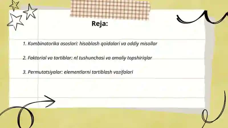 EGMA xalqaro baholash dasturi doirasida kombinatorika elementlari mazmun sohasiga oid topshirilar 2