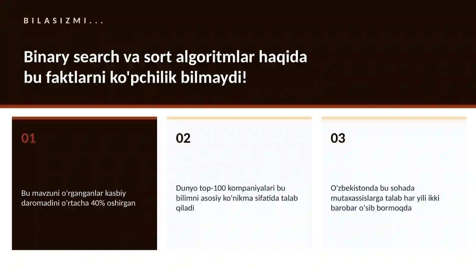 Binary search va sort algoritmlar 2