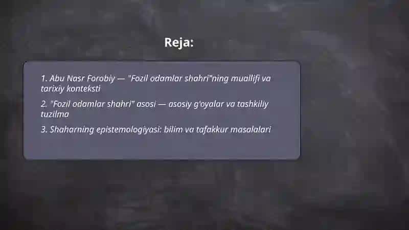 Abu Nasr Forobiy Fozil odamlar shahri 2