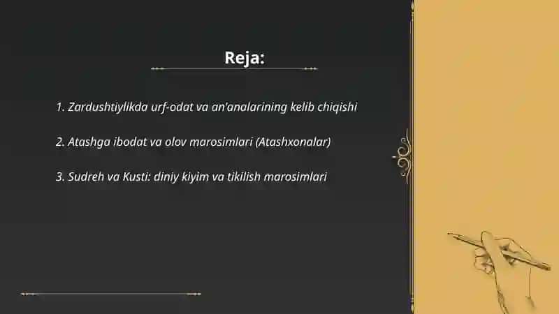 Zardushtiylik taʼlimotida urf-odat, marosimlar, maʼnaviy-axloqiy qarashlar 2