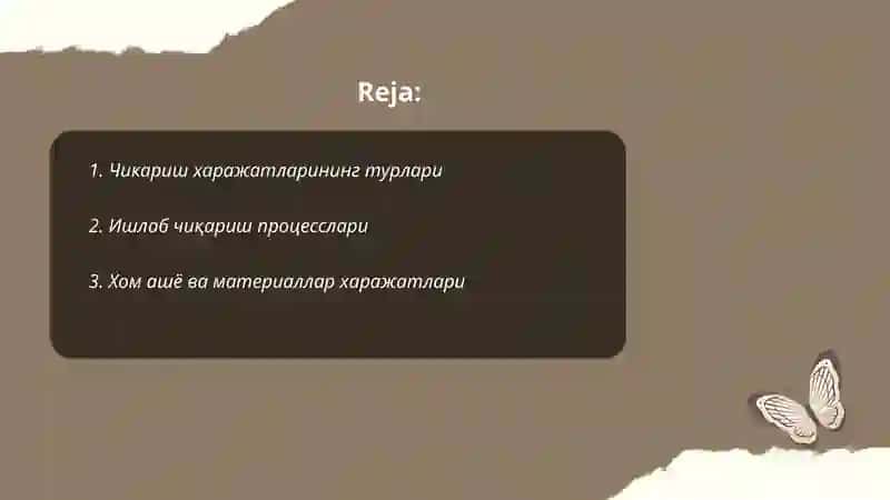Чикариш харажатлари ва корхона фойдаси 2