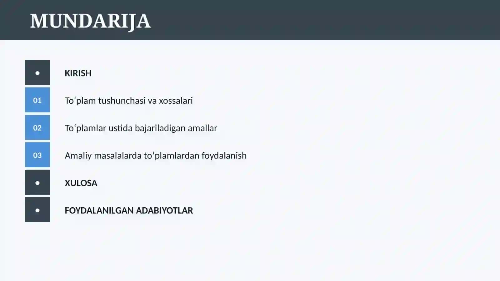 TO’PLAMLAR VA ULAR USTIDA AMALLAR 2