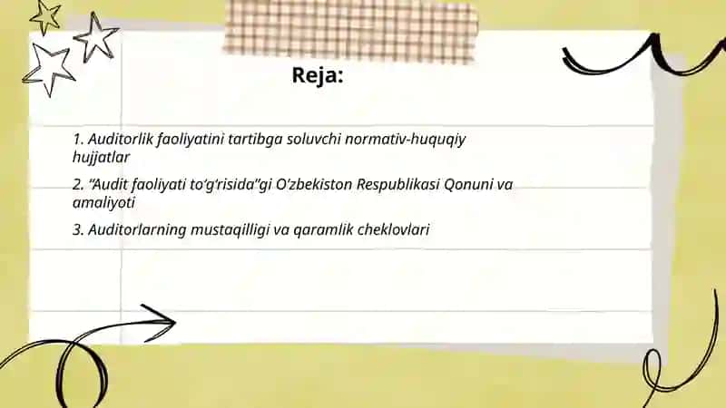 Audit faoliyatining me'yoriy huquqiy asoslari 2