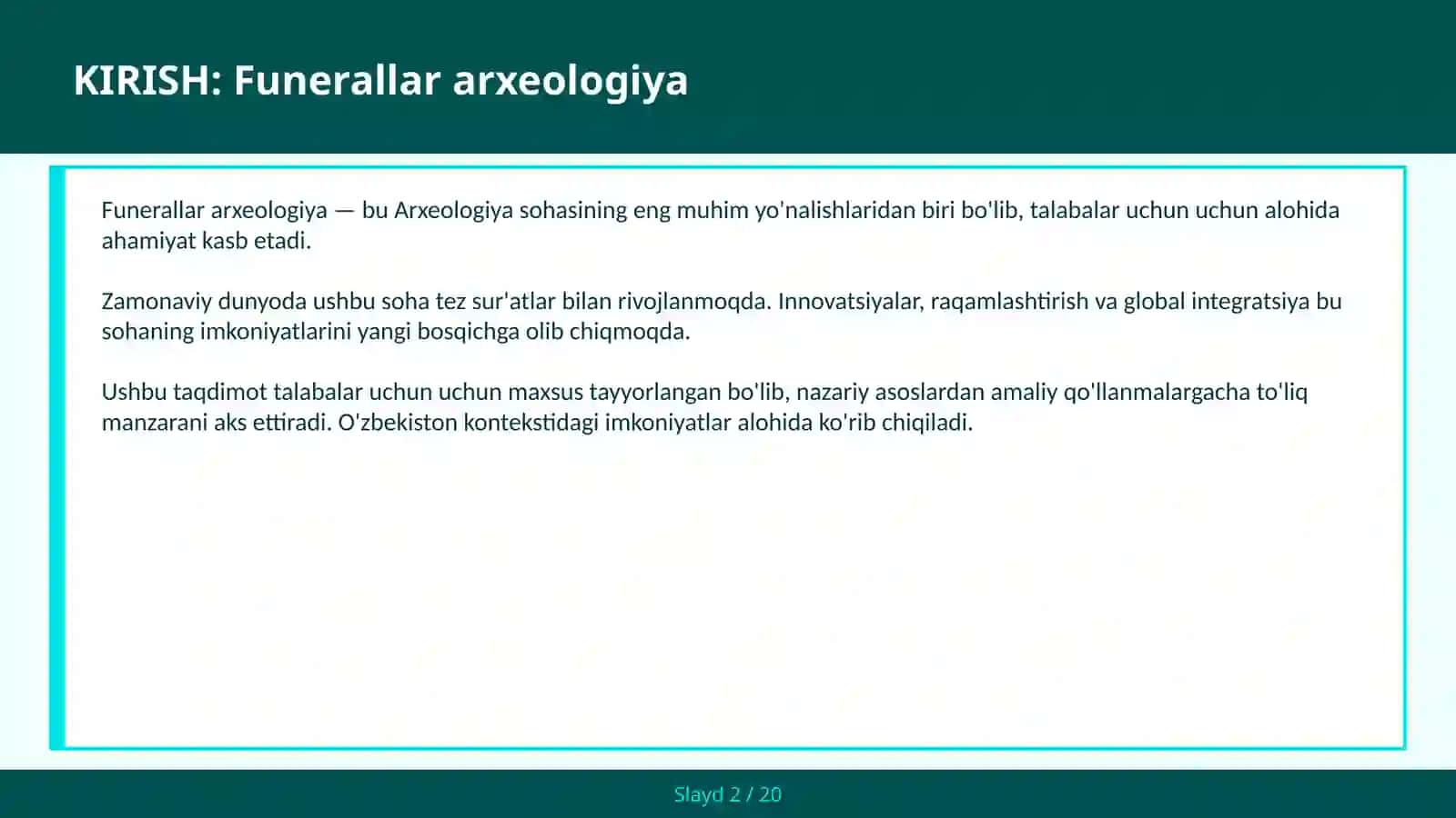FUNERALLAR ARXEOLOGIYA 2