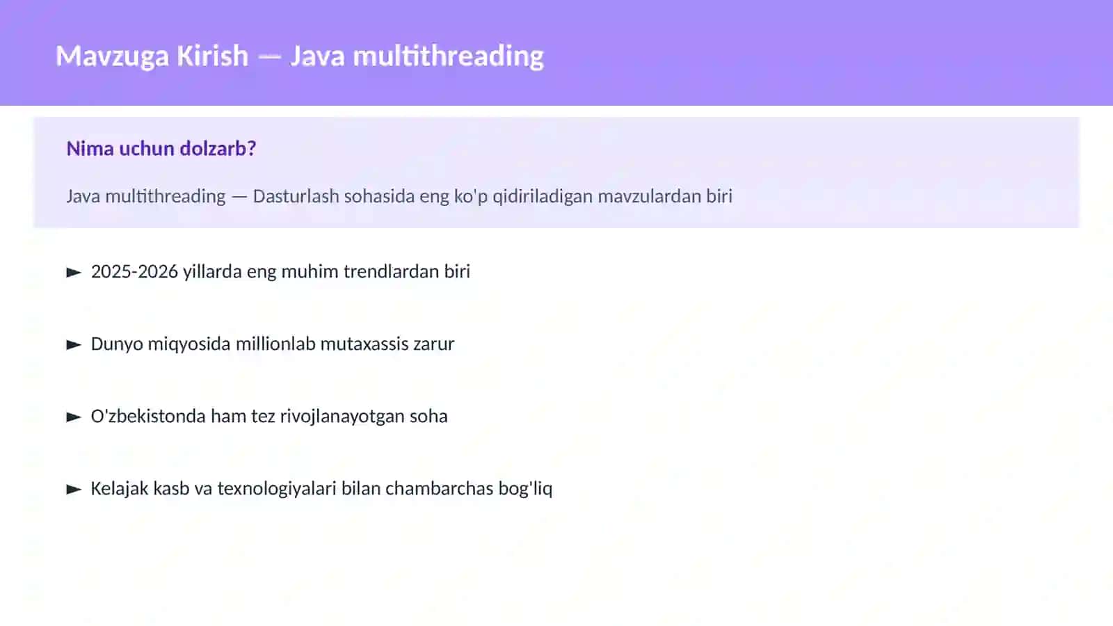DASTURLASH | JAVA VA KORXONA 2