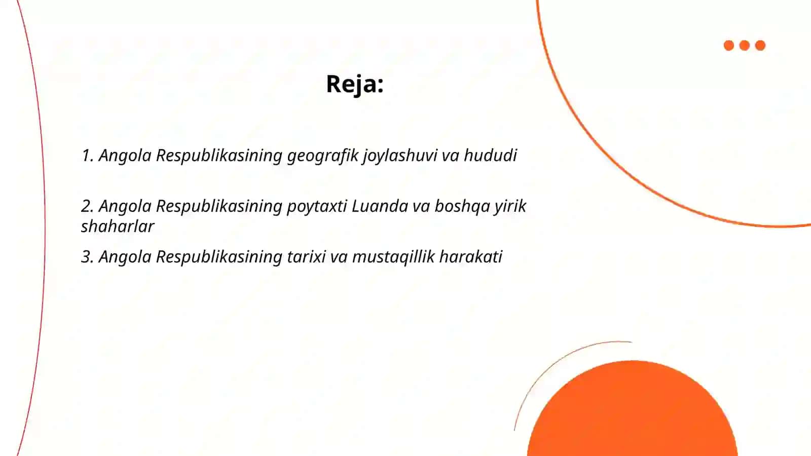 Angola Respublikasi geografik joylashuvi va hududi 2