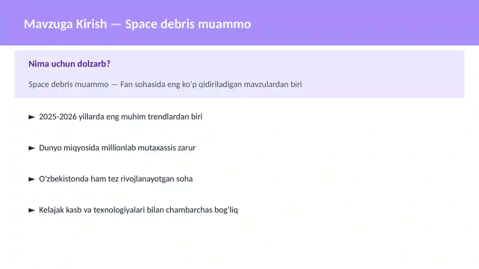 Space debris muammo 2