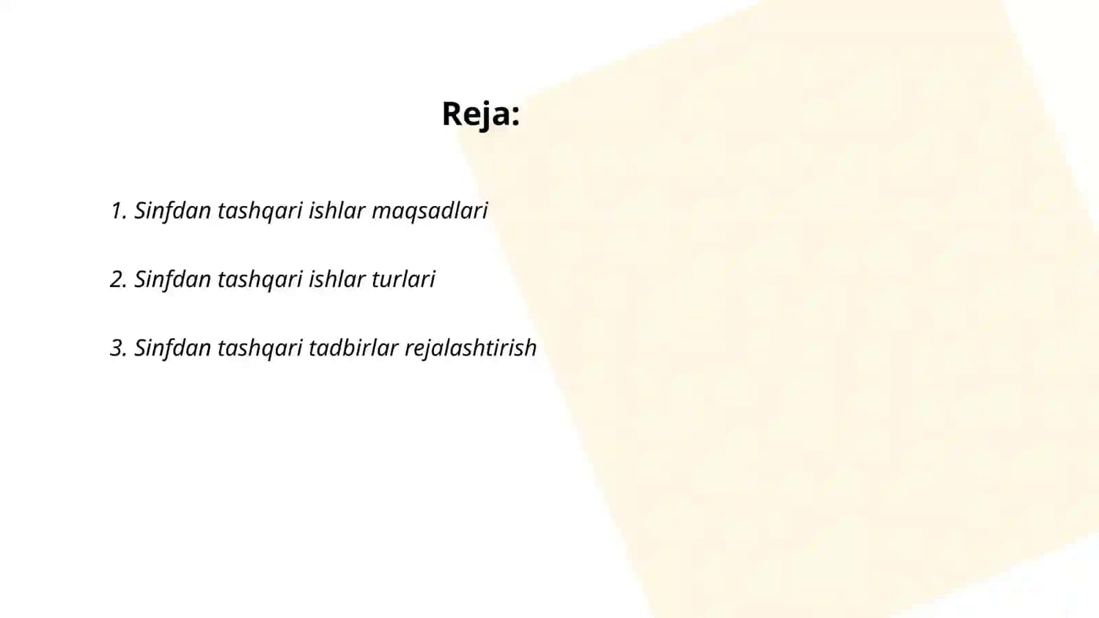 Sinfdan tashqari ishlarni tashkil etish 2