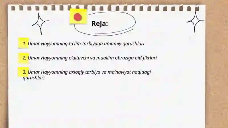 Umar Hayyomning ta'lim tarbiyaga oid fikrlari 2