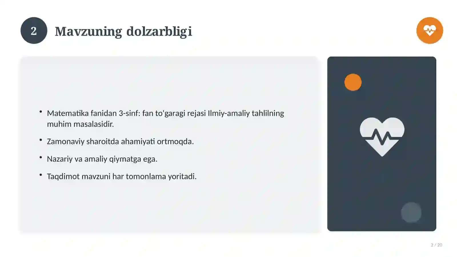 Matematika fanidan 3-sinf: fan to'garagi rejasi 2
