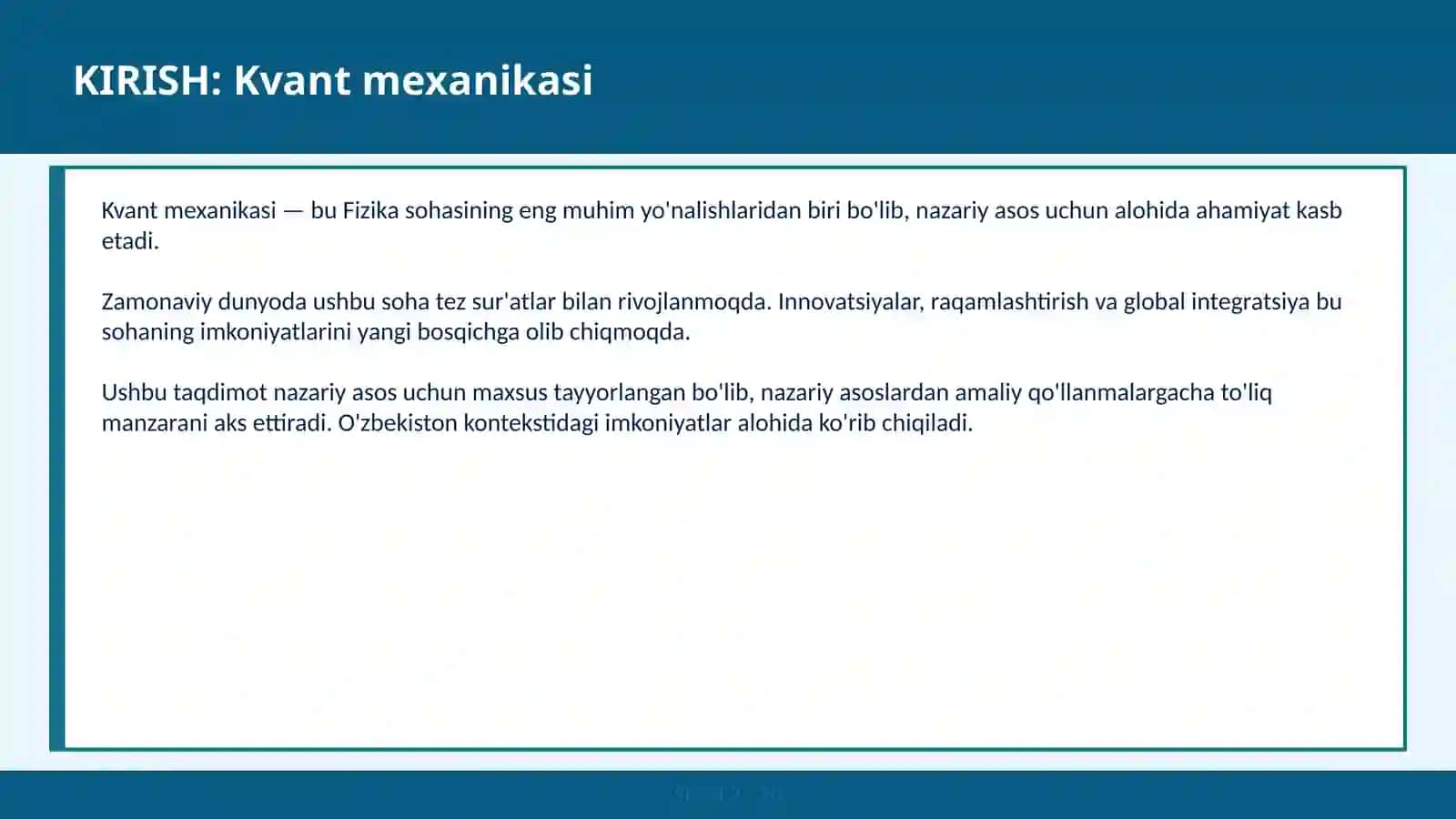 Kvant Mexanikasi 2