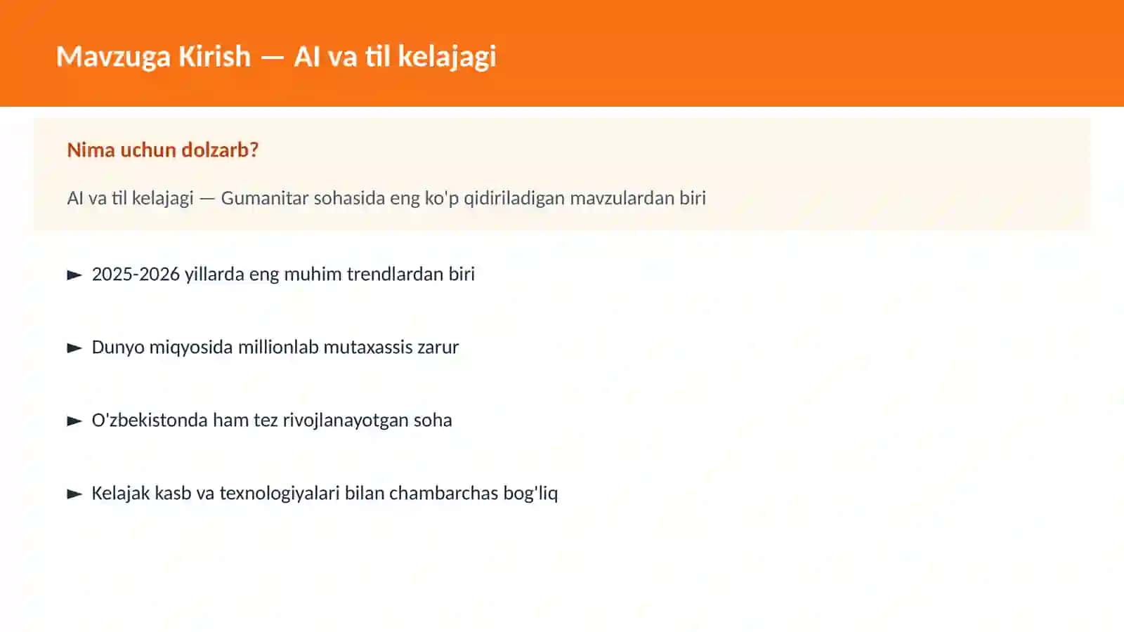 AI va til kelajagi 2