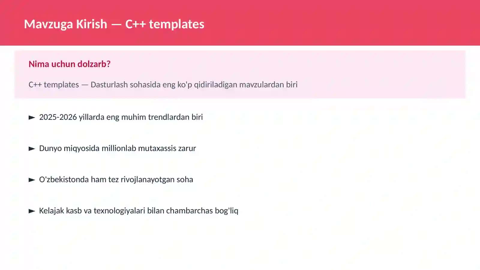 C++ VA TIZIM DASTURLASH 2