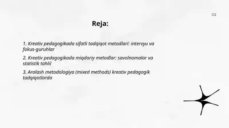Kreativ pedagogika fanining ilmiy tadqiqot metodlari 2