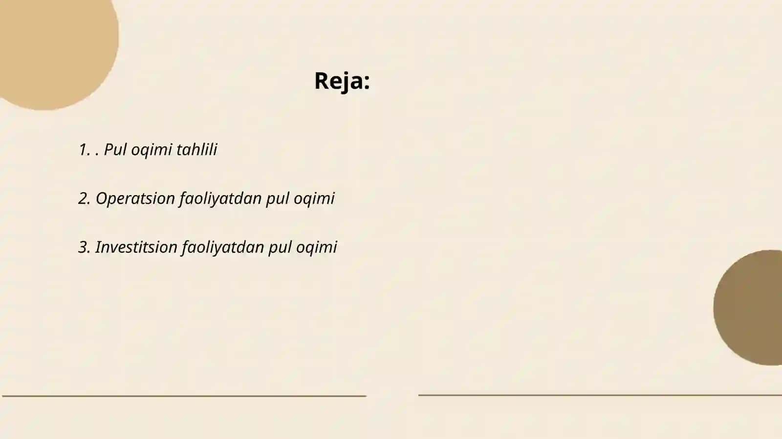 Pul oqimi tahlili 2