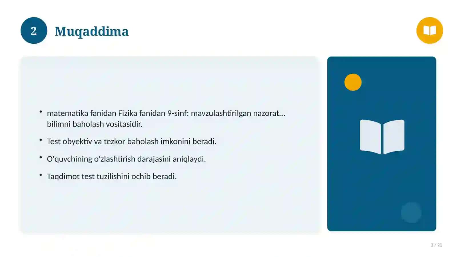 Fizika fanidan 9-sinf: mavzulashtirilgan nazorat ishi va tahlil 2