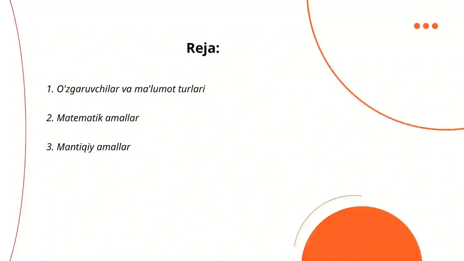 Python dasturlash tili amallari 2