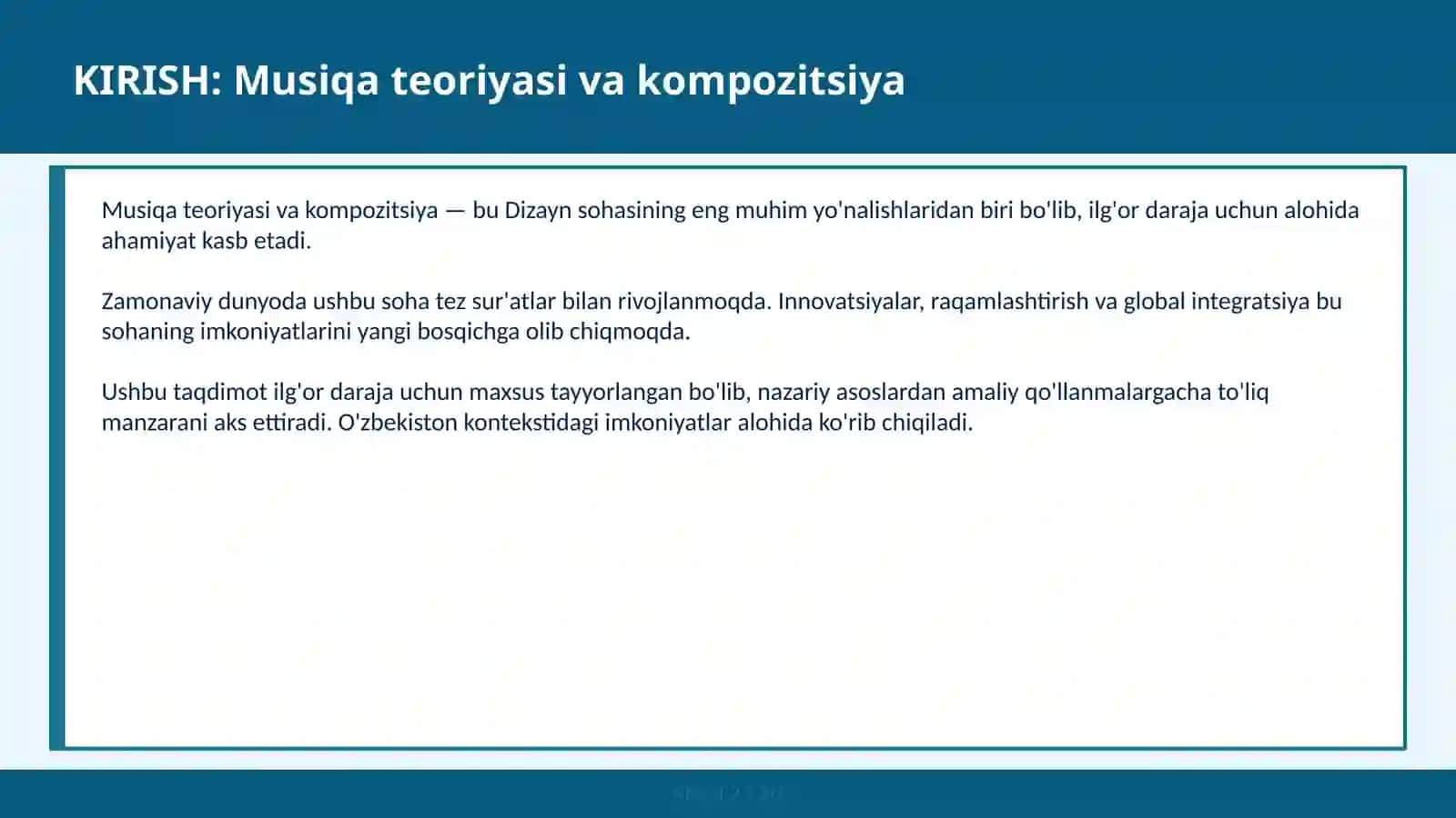 Musiqa teoriyasi va kompozitsiya 2
