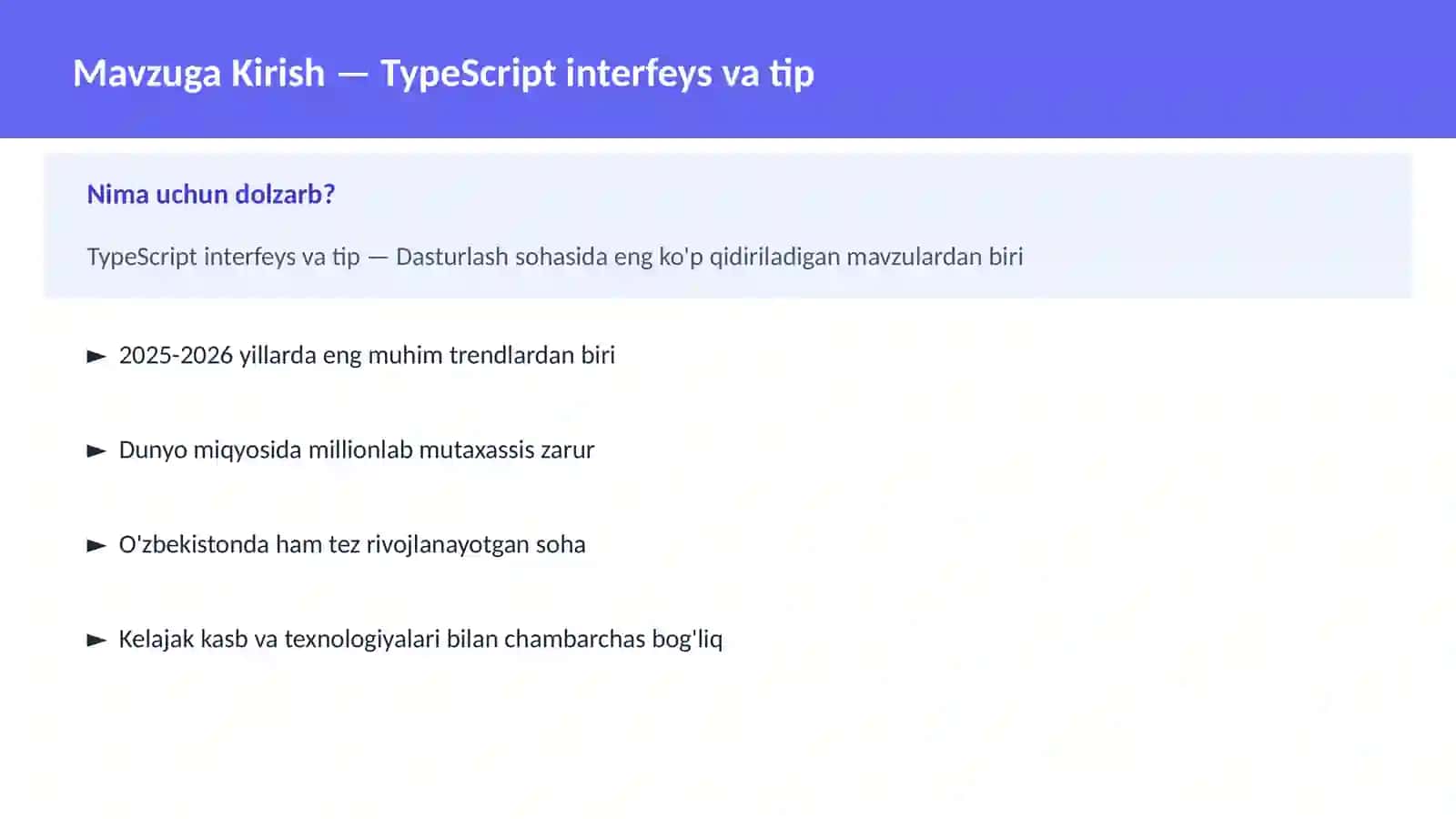 TypeScript interfeys va tip 2