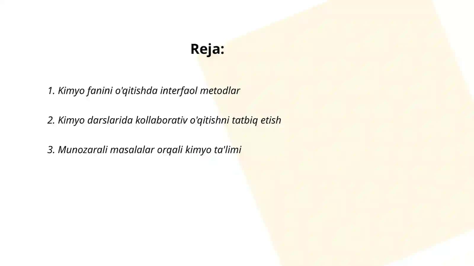 Kimyo fanini o'qitishda interfaol metodlardan foydalanish 2